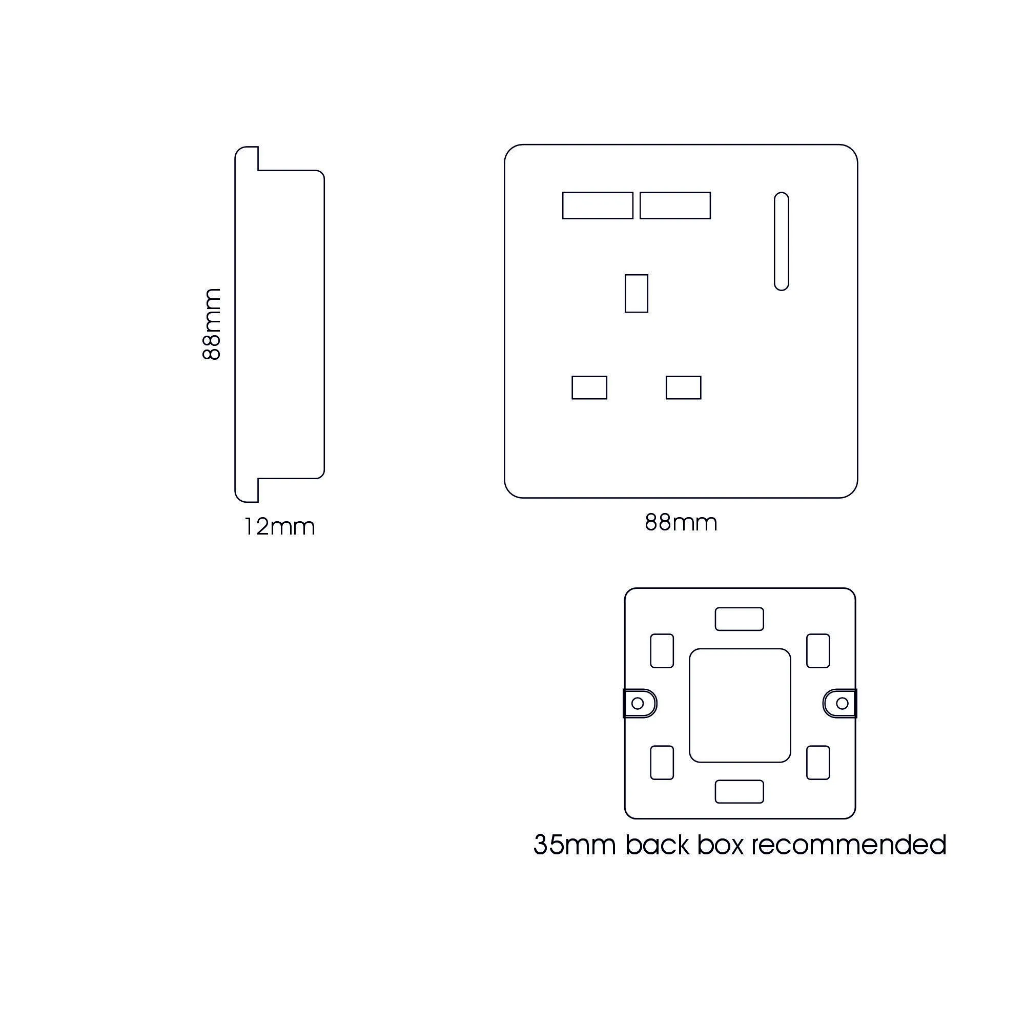 1 Gang 13Amp Switched Single Socket With 2 x USB Ice White ART-SKT13USBWH  Trendi Ice White